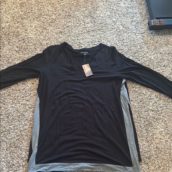 J. Jill Black and Gray Fitted 3/4 Sleeve Tee - Picture 1 of 1